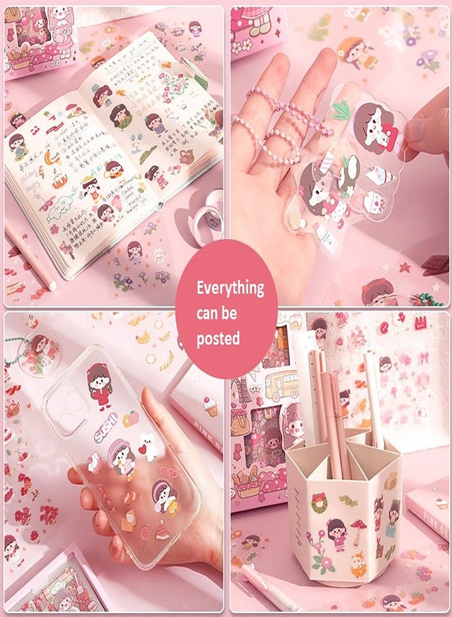 WISHKEY PET Girl Theme Peel and Stick Stickers for Paper Kids 100 Sheet Stickers Adorable Japanese Girl Sticker Set Stationery Item Multicolor 3+Years (Pack of 1) 2.2 cm - Image 3